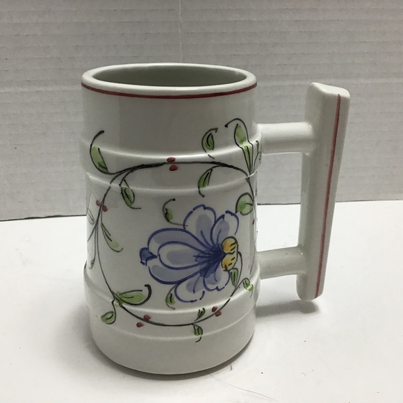 Vintage Anfora Agueda Floral mug, Hand painted coffee tea mug made in Portugal - Picture 1 of 7